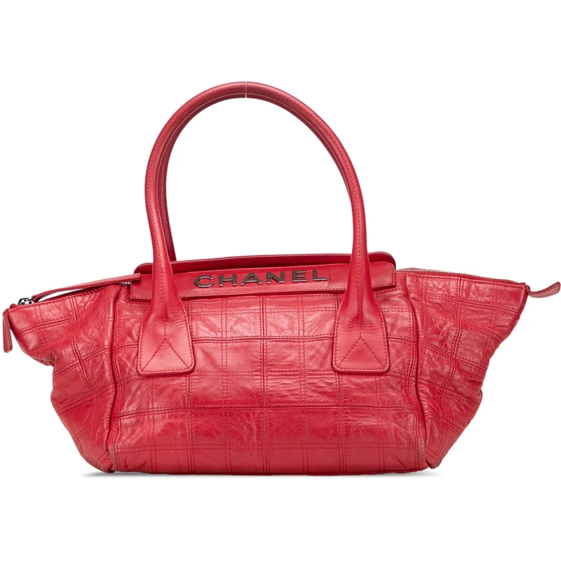 Chanel Fourre-tout Lambskin Square Stitched Lax Handbag rot