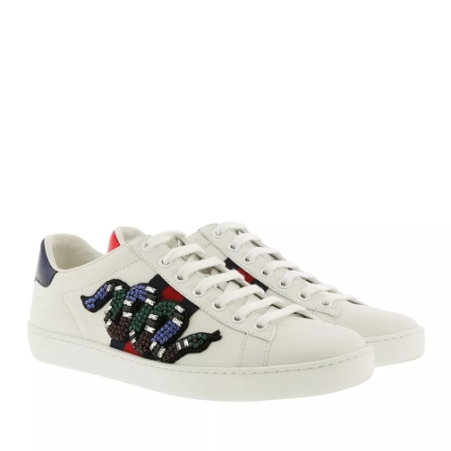 Gucci Ace Snake Embroidered Sneaker Leather White Low-Top Sneaker