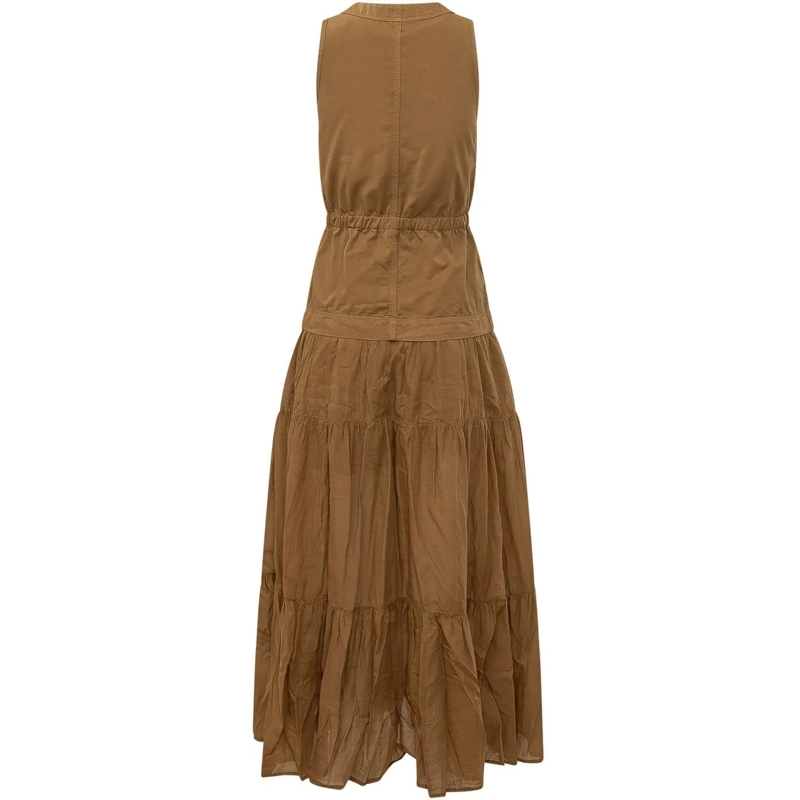 Pinko Maxikleid Abito Casarsa con Scollo a V e Volant beige(Image 2)