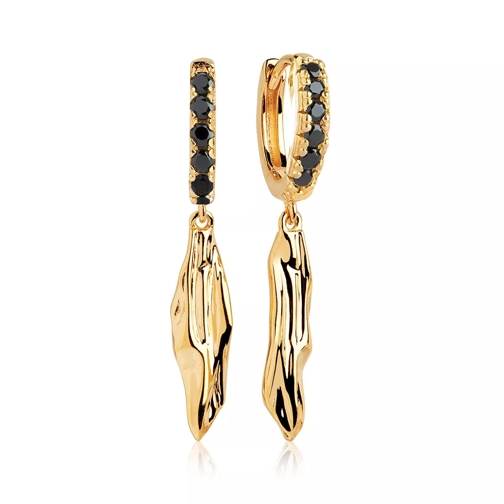 Sif Jakobs Jewellery Vulcanello Lungo Earrings Black Yellow Gold Drop Earring