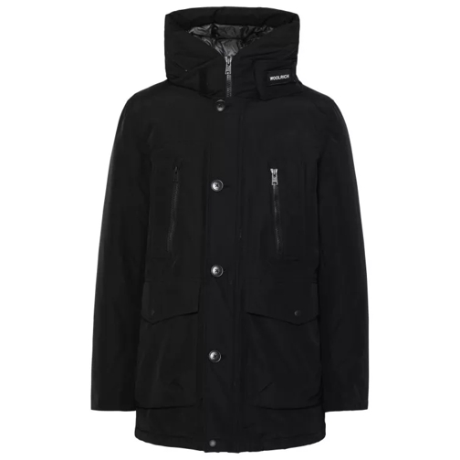 Woolrich Anorak Parka In Blue Cotton Blend Black 