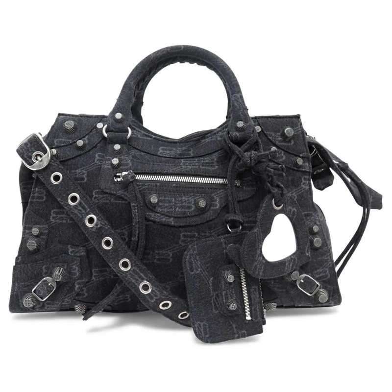 Balenciaga Crossbody Bag NEUE BALENCIAGA NEO CAGOLE CITY BB MONOGRAM DENIM  schwarz