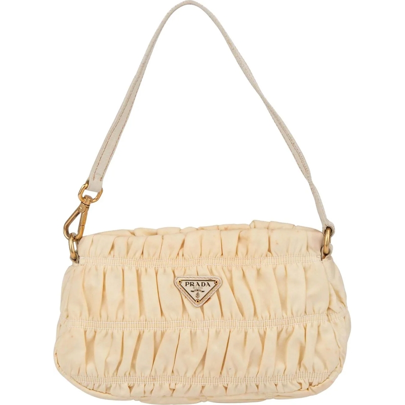 Prada Schultertasche Prada Quilted Nylon Triangle Handbag beige