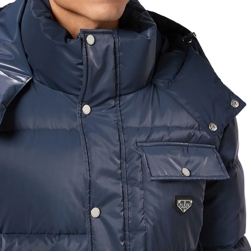 Philipp Plein Lederjacke Jacke dunkel-blau