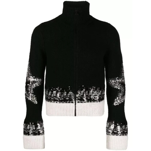 Zadig & Voltaire Christa Intarsia-Knit Sequinned Knitwear Cardigan Black 