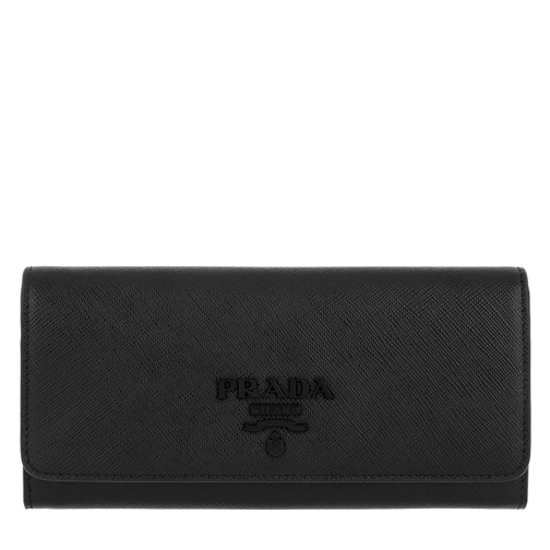 Prada Wallet With Flap Saffiano Leather Black Overslagportemonnee