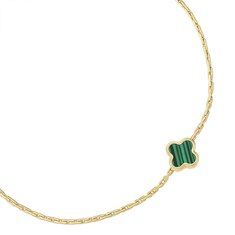 Glanzstücke München Armband Edelstahl Armband Malachit (synth.) Kleeblatt gold(Image 3)