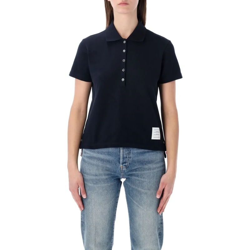 Thom Browne Chemise Relaxed-Fit Cotton Polo Shirt Black