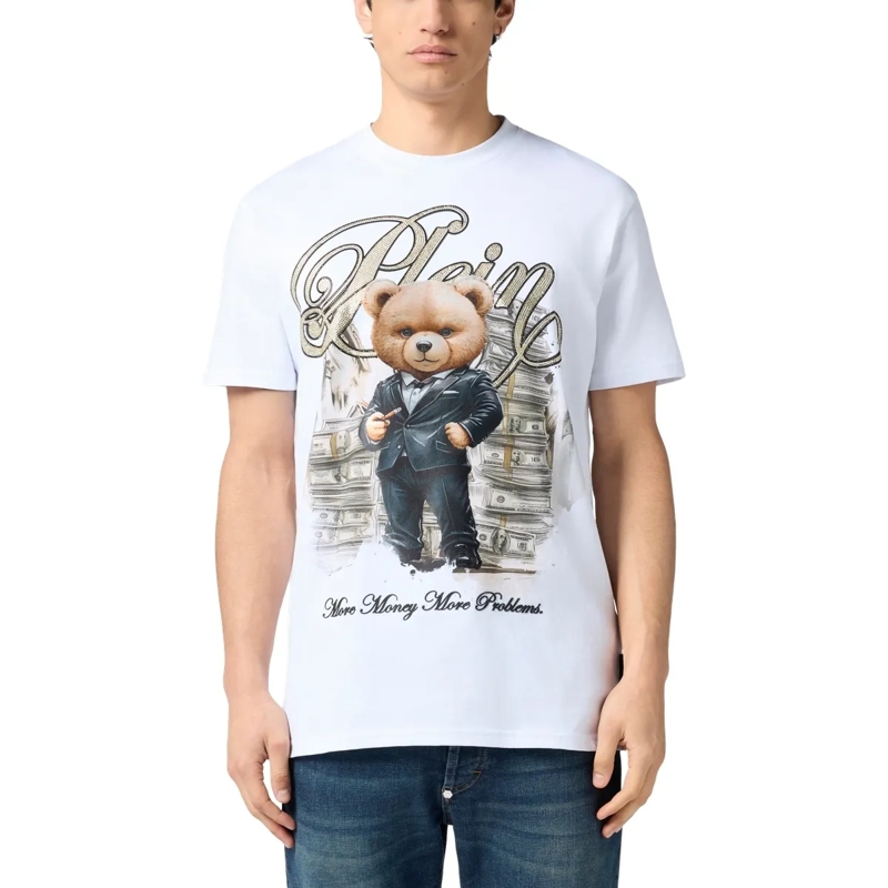 Philipp Plein T-Shirt Round Neck T-Shirt Teddy Money weiss(Image 3)