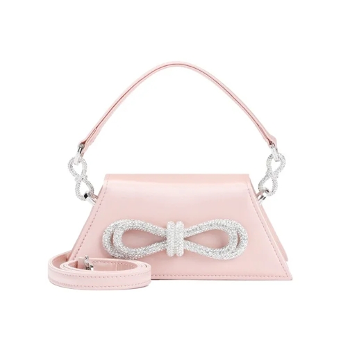 Mach&Mach Nude Pink Satin Samantha Bag Double Bow Handbag Pink Crossbody Bag