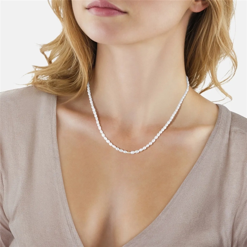Glanzstücke München Mittellange Halskette Sterling Silber Halskette Süßwasser-Zuchtperle weiss(Image 2)
