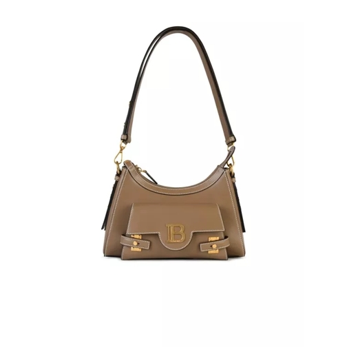 Balmain Hobo B-Buzz' Beige Leather Bag Brown Schultertasche