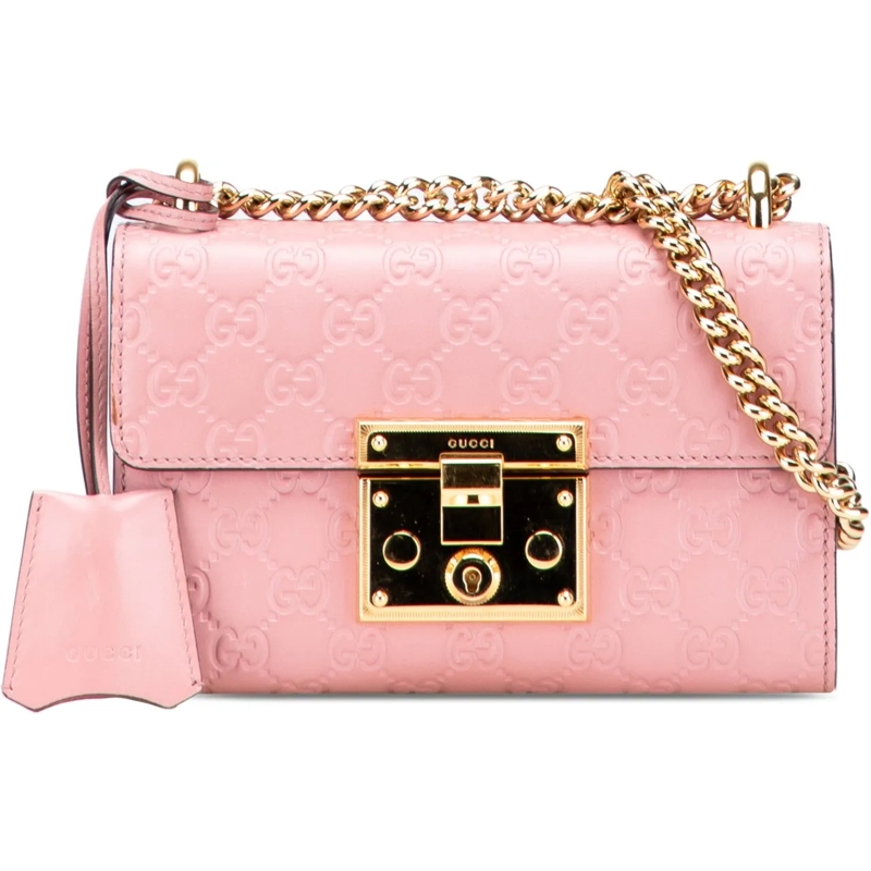 Gucci Sac à bandoulière Small Guccissima Padlock Crossbody rose