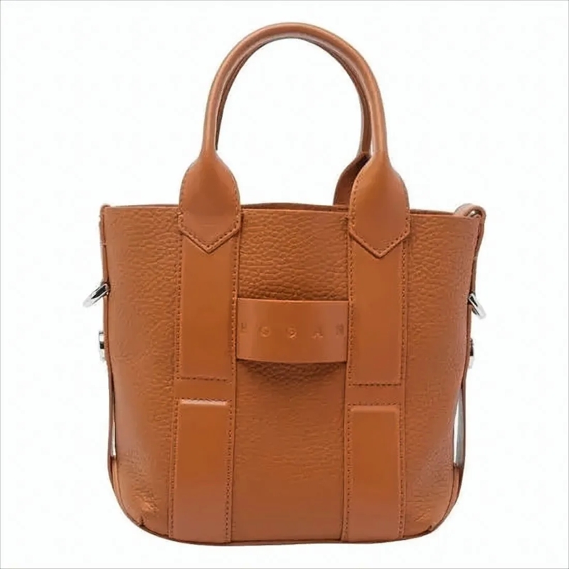 Hogan Schultertasche Structured Dark Tan Leather Shopping Bag Brown