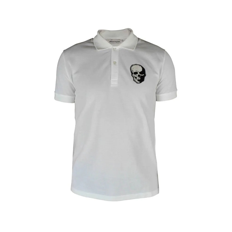 Alexander McQueen Polo shirt Classic White Polo Shirt With Skull Patch White