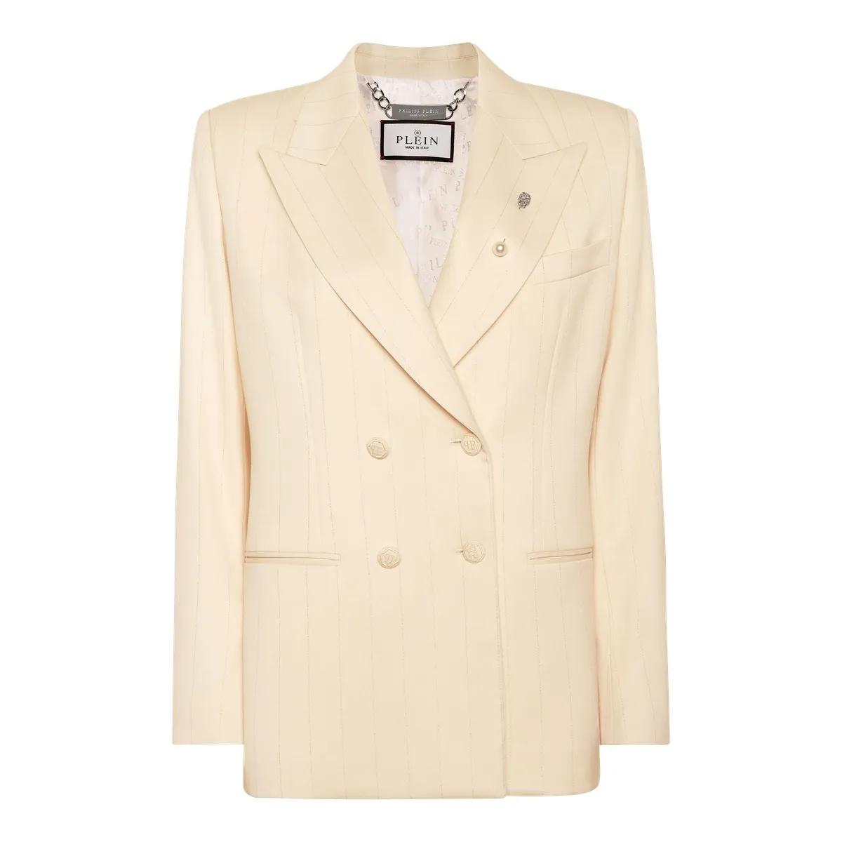 Thumbnail - Philipp Plein - Gold Fit Blazer Ls - Größe S - weiß