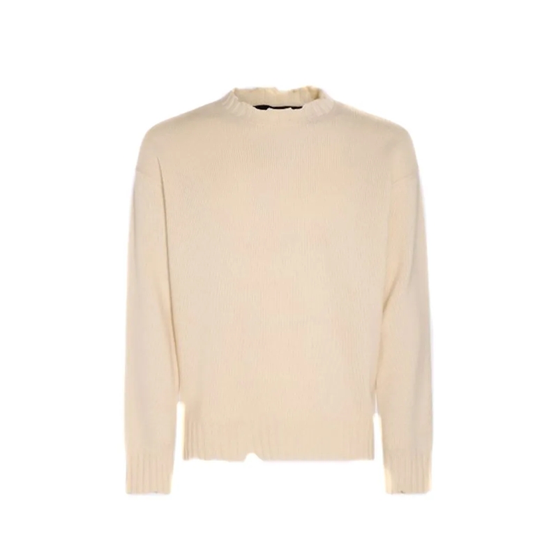 Isabel Benenato Trui White Cashmere-Wool Knit Sweater White