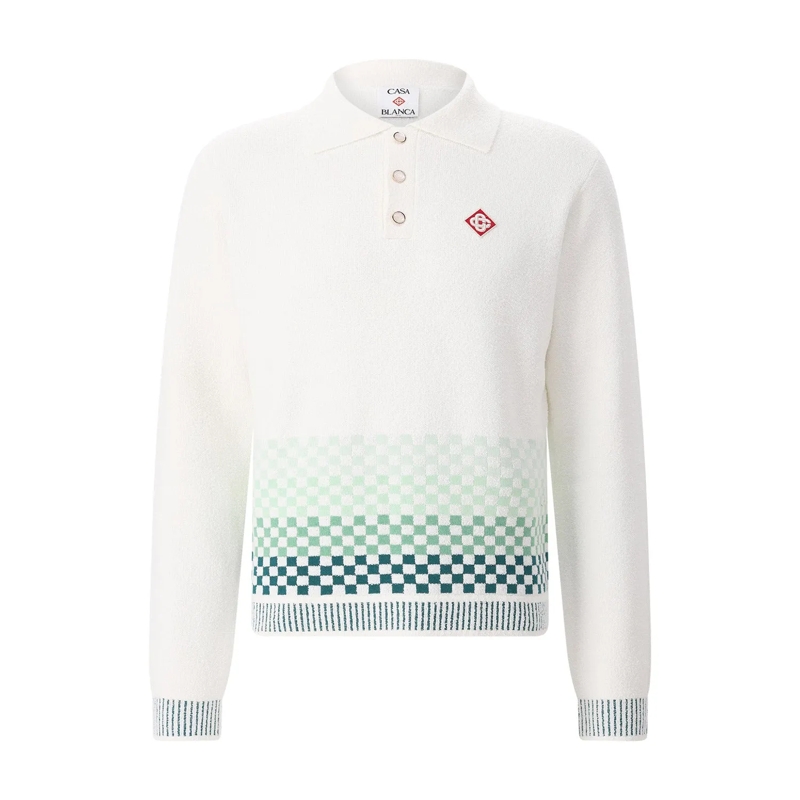 Casablanca Poloshirt Longsleeve aus Baumwoll-Mix weiß