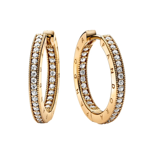 Pandora Creole Pandora Signature Logo & Pavé Hoop Earrings gold