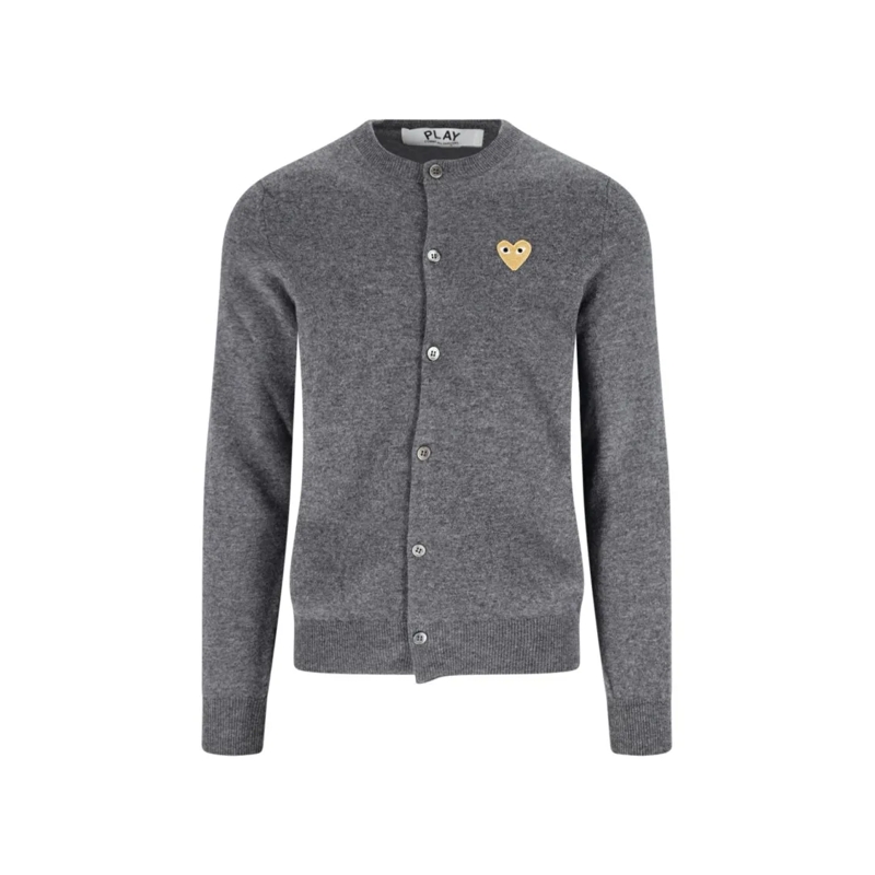 Comme des Garcons Cardigan Contrasting Embroidered Heart Cardigan In Soft Gra Grey