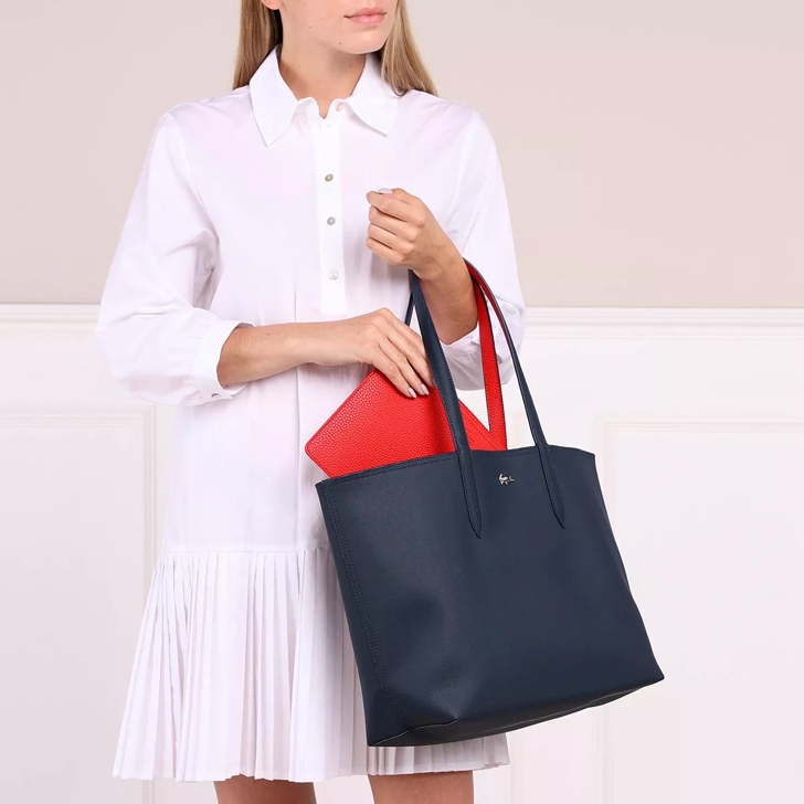 Lacoste Anna Shopping Bag Marine 166 Rouge 240 Boodschappentas