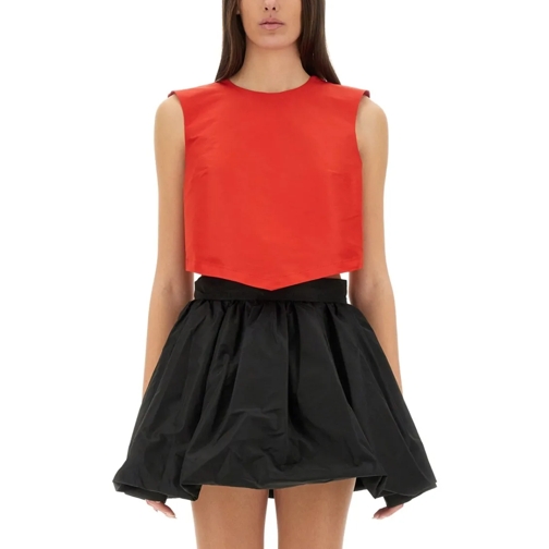 Patou Blusen Cropped Red Top With Open Back Red