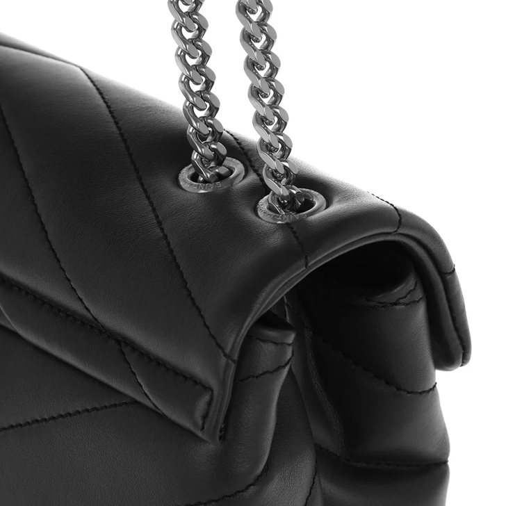 SAINT LAURENT Black Quilted Leather LouLou Large Chain Shoulder