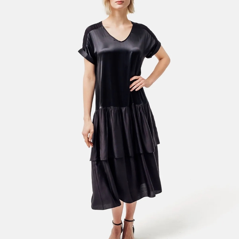 Helene Galwas Midikleid Kurzarmkleid AVARE schwarz(Image 2)