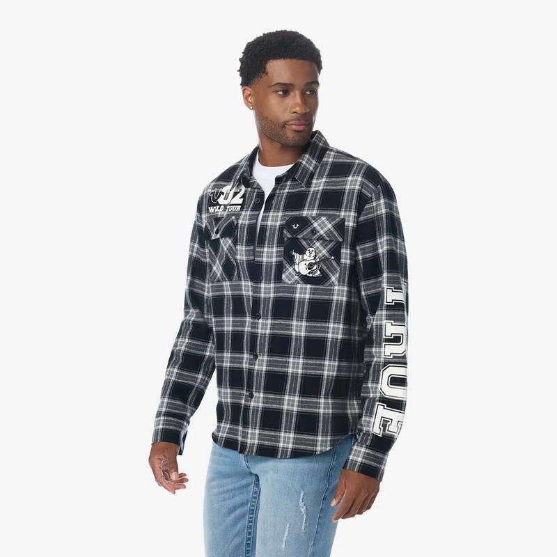 True Religion Hemd - Langarm- Flannellhemd- Knopfleiste- Karomuste bunt(Image 3)