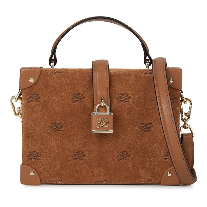 Karl Lagerfeld Crossbody Bag K/Autograph Trunk Bag aus Wildleder mit Vorhängesc braun