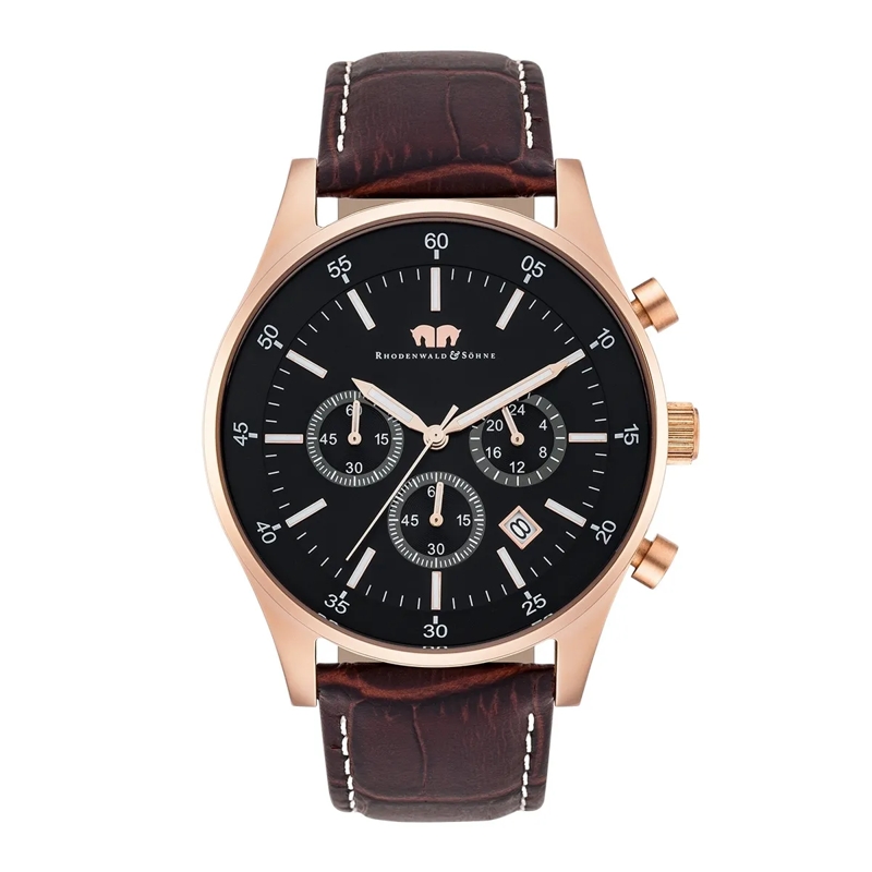 Rhodenwald & Söhne Automatikuhr Herren Armbanduhr Goodwill Echtleder rosegold