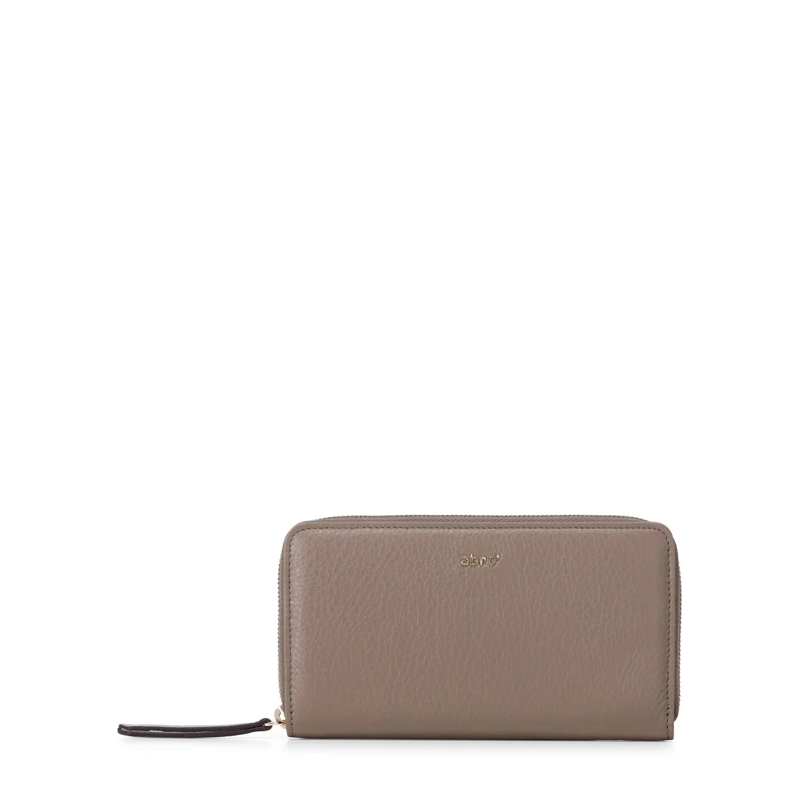 Abro Portemonnaie mit Zip-Around-Reißverschluss Großes Portmonnaie aus Leder Grau