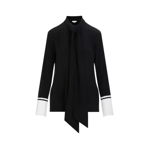 Victoria Beckham Black Silk Pleat Cuff Details Blouse Black 