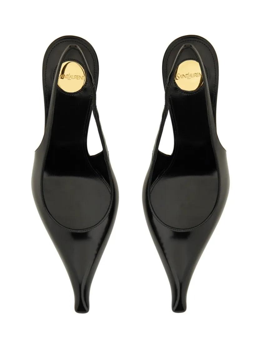 Thumbnail - Saint Laurent Sandalen - "Miller" Leather Wedges - Gr. 38 (EU) - in Schwarz - für Damen