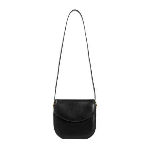 Jil Sander Coin Black Calf Leather Crossbody Black Schoudertas