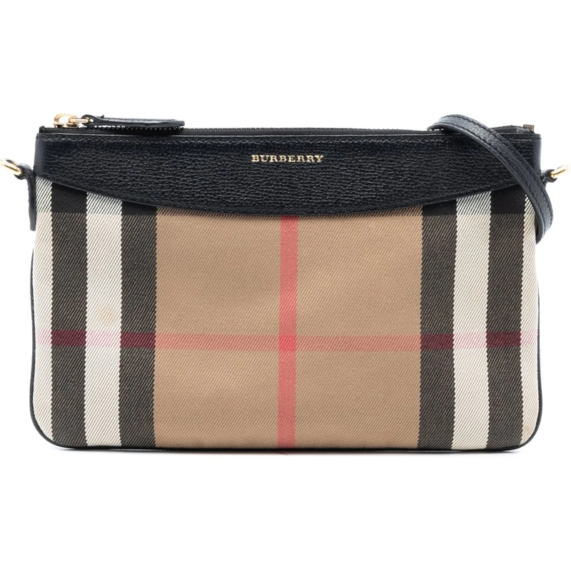 Burberry Schultertasche Mega Check Canvas Peyton Crossbody braun