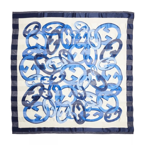 Gucci Interlocking G Chain Print Silk Scarf Ivory/Blue Leichter Schal