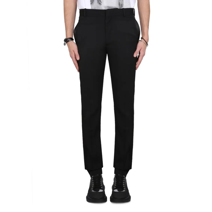 【送料&関税込】Alexander McQueen Wool Pants Alexander McQueen Single-pleated Houndstooth Wool Pants men