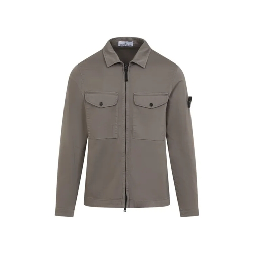 Stone Island Grey Cotton Overshirt Grey Veste de transition