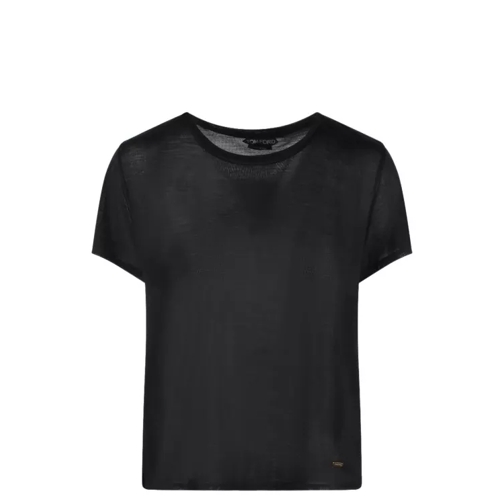 Tom Ford Micro-Rib Silk Jersey Crewneck T-Shirt Black 