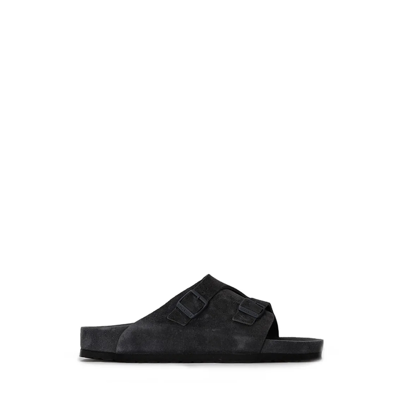 Birkenstock Mocassin Low-Profile Suede Slippers With Wrap-Around Flap Black