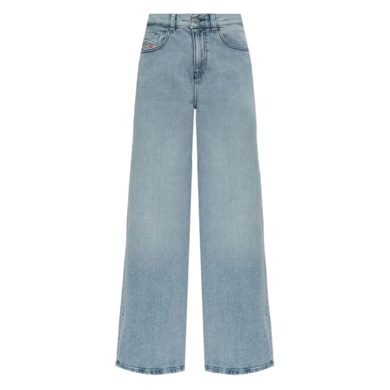 Diesel Jeans Wide-Leg Denim Jeans With Logo Patch Blue