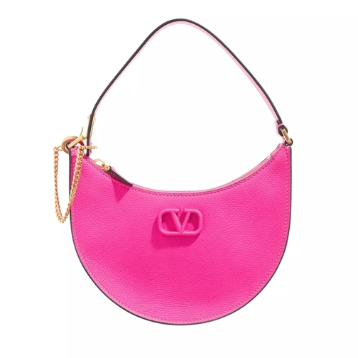 Valentino Garavani Mini V-Logo Signature Hobo Bag Leather Pink Hoboväska
