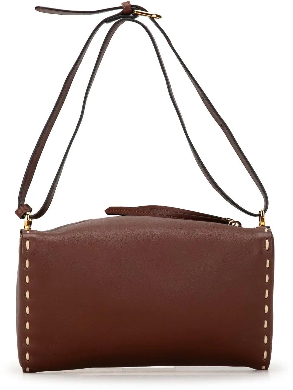 Fendi Hobo bags 2010-2023 Calfskin Selleria Triangle Shoulder Bag in bruin