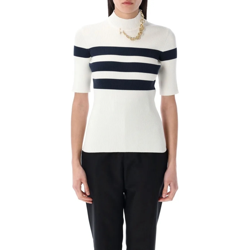 Jean Paul Gaultier T-Shirt Striped Knit Top White