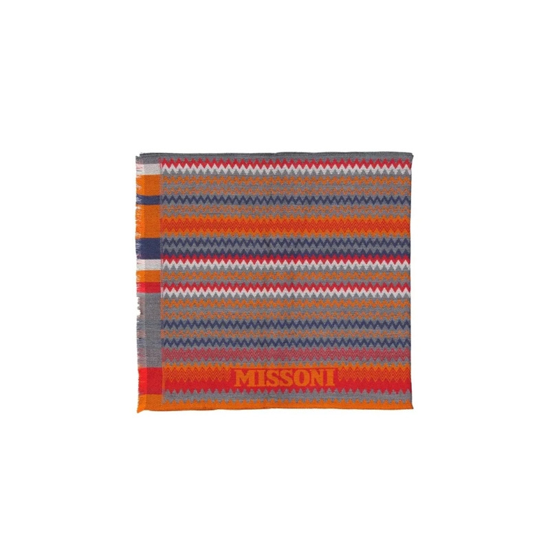 Missoni Lichtgewicht Sjaal Zigzag Wool Scarf With Fringe Finish Grey