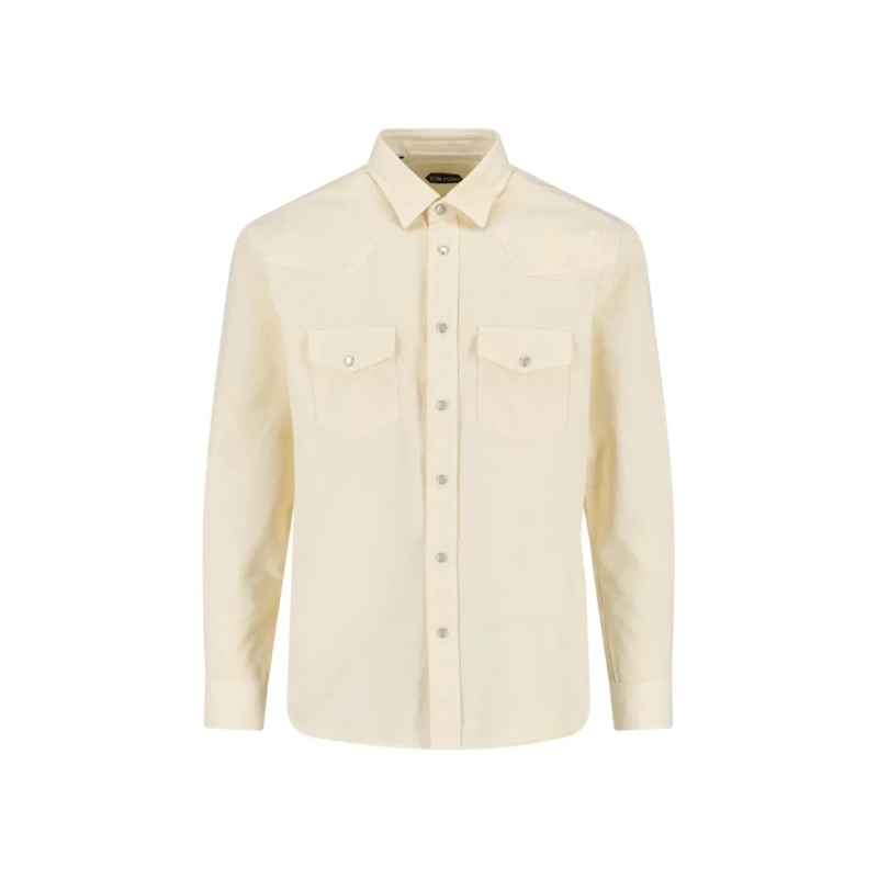 Tom Ford Chemise Tailored White Shirt With Structured Collar And Bu Neutrals