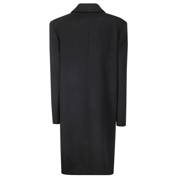 Iro Fabric Covered Button Coat Black Ubergangsmantel