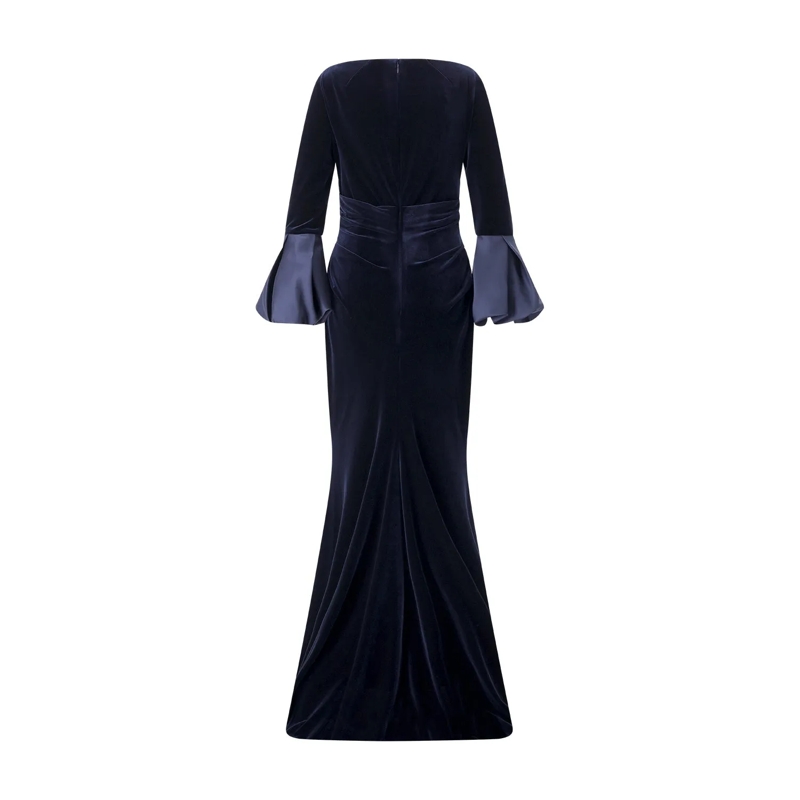 Talbot Runhof Maxikleid Abendkleid aus Samt blau(Image 3)