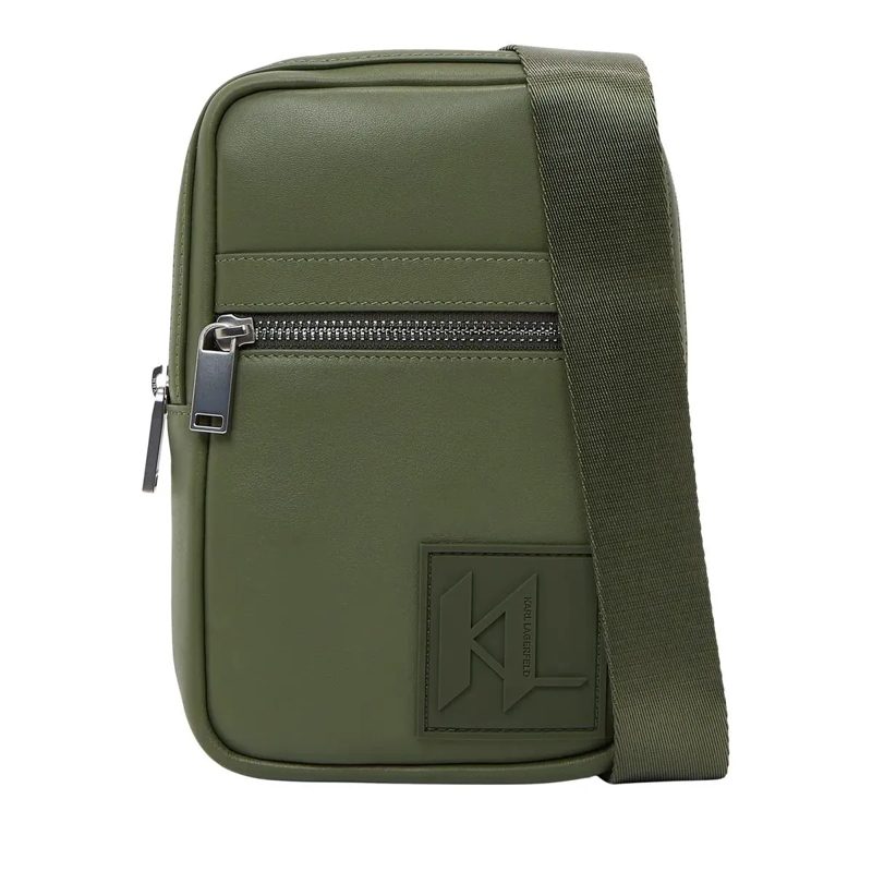 Karl Lagerfeld Crossbody Bag Umhängetasche mit Monogramm-Aufnäher Umhängetasche grün